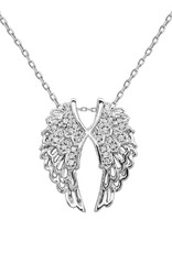 Sterling Silver Double Wing Cubic Zirconia Necklace 18"