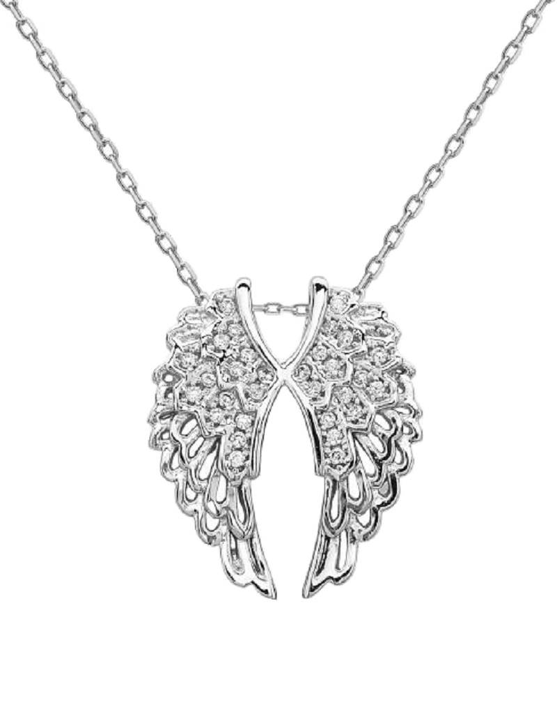 Double Wing Cz Necklace 18"