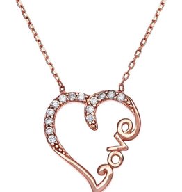 Heart Love CZ Necklace 16"+2"