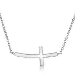 Curved Sideways Cross Necklace