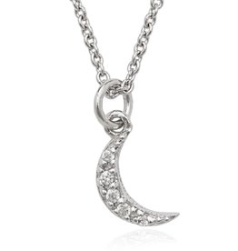 Crescent CZ Necklace 14+2"