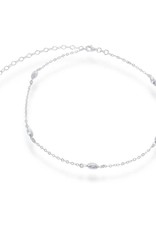 Sterling Silver Oval Bead Choker Necklace 12"+3" Extender