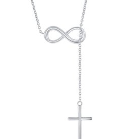 Infinity Hanging Cross Necklace 16"+2"