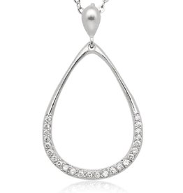 Open Teardrop CZ Necklace 18"