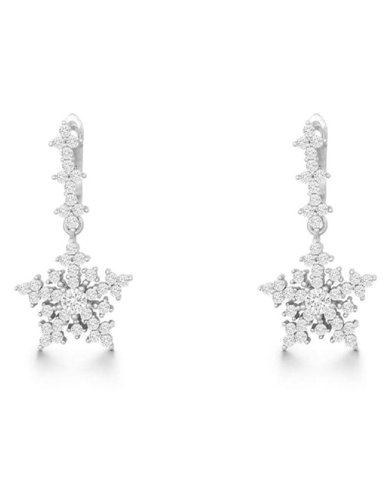 Sterling Silver Snowflake CZ Earrings