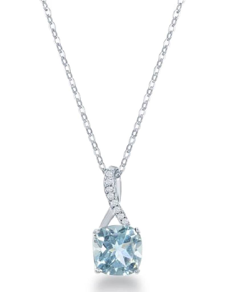 Blue Topaz & W-topaz Necklace 18"