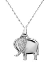 Sterling Silver Elephant with Cubic Zirconia Necklace 18"