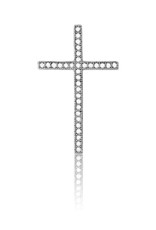 Sterling Silver 26mm Cross with Pave Cubic Zirconia Necklace 18" (Includes Chain)