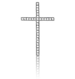 26mm Pave CZ Cross Necklace 18"