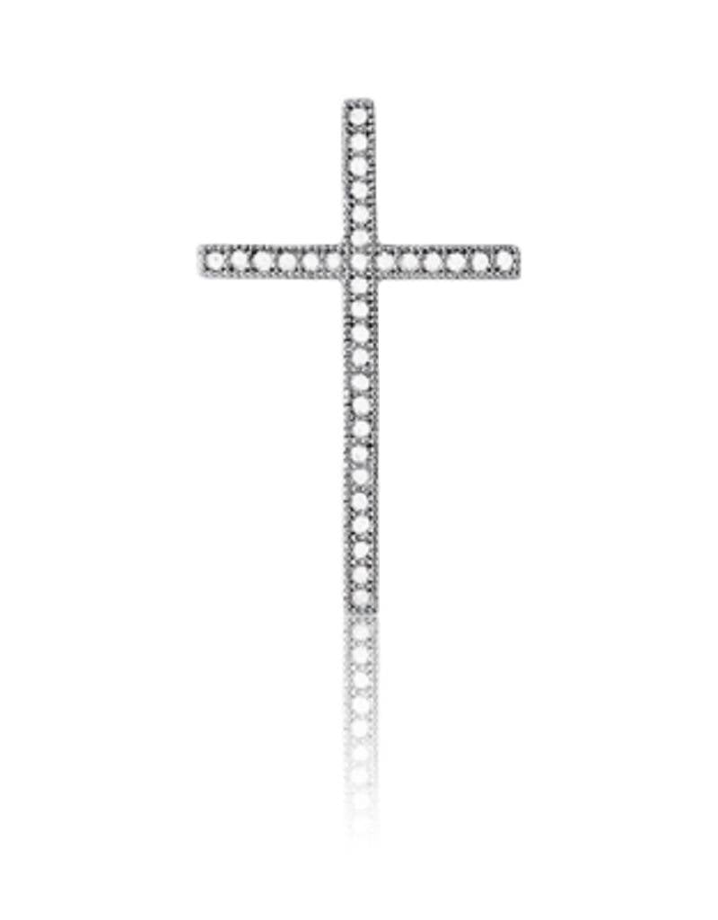 26mm Pave CZ Cross Necklace 18"