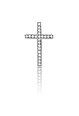 Sterling Silver 17mm Cross with Pave Cubic Zirconia Necklace 18" (Includes Chain)