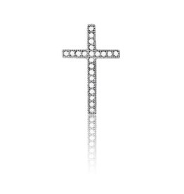 17mm Pave CZ Cross Necklace 18"