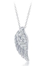 Sterling Silver Wing Cubic Zirconia Necklace 18"
