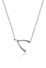 Sterling Silver Wishbone Cubic Zirconia Necklace 16"+2" Extender