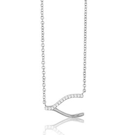 Wishbone CZ Necklace 16"+2"