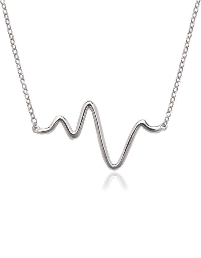 Sterling Silver Heartbeat Necklace 16"+2" Extender