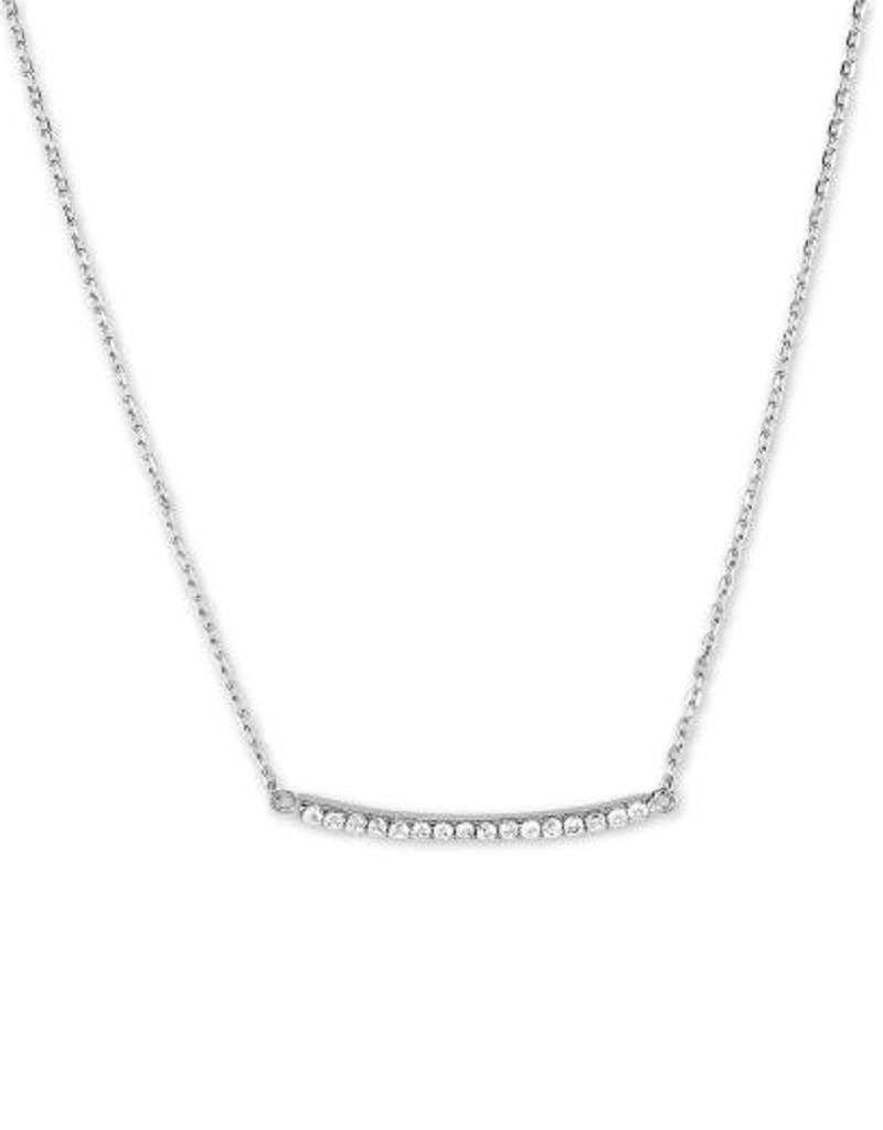 Curved Bar CZ Necklace 16+2"