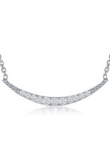 Sterling Silver Crescent Cubic Zirconia Necklace 16"+2" Extender