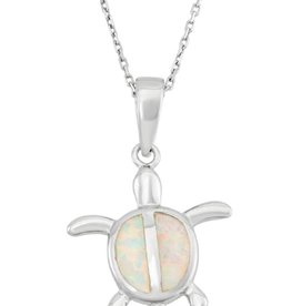 Turtle White Opal Necklace 18"