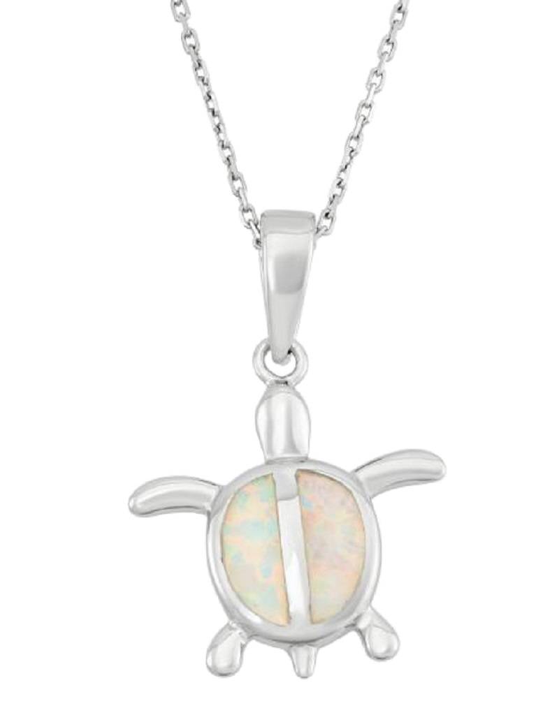 Turtle White Opal Necklace 18"