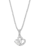 Sterling Silver Heart Cubic Zirconia Necklace 18"