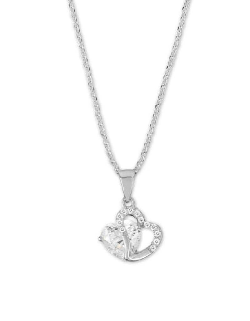 Sterling Silver Heart Cubic Zirconia Necklace 18"
