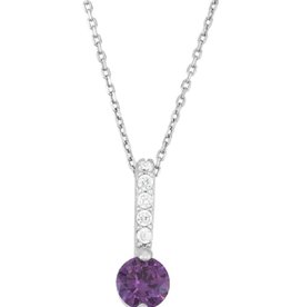 Round Purple CZ Bar Necklace
