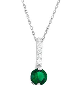 Round Green CZ Bar Necklace