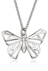 Sterling Silver Origami Butterfly Necklace 16"+2" Extender