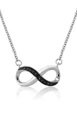Sterling Silver Infinity with Black Diamond Necklace 18"