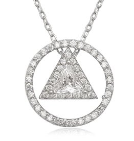 Triangle Circle CZ Necklace 16+2"