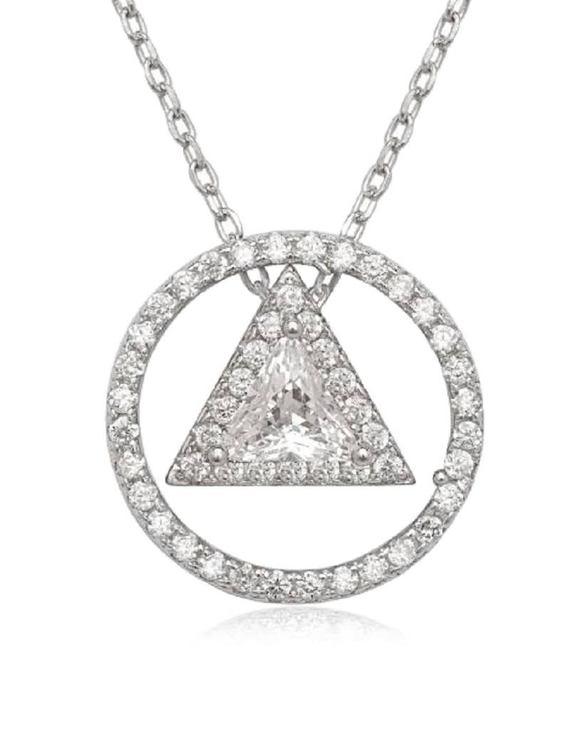 Triangle Circle CZ Necklace 16+2"