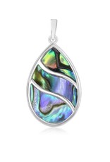 Sterling Silver Teardrop Inlay Abalone Pendant 20mm