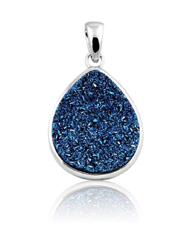 Tear Blue Druzy Pendant 21mm