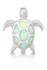 Sterling Silver Turtle Synthetic White Opal Pendant 24mm