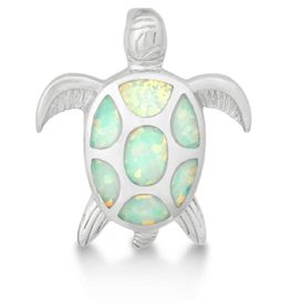 Turtle White Opal Pendant 24mm