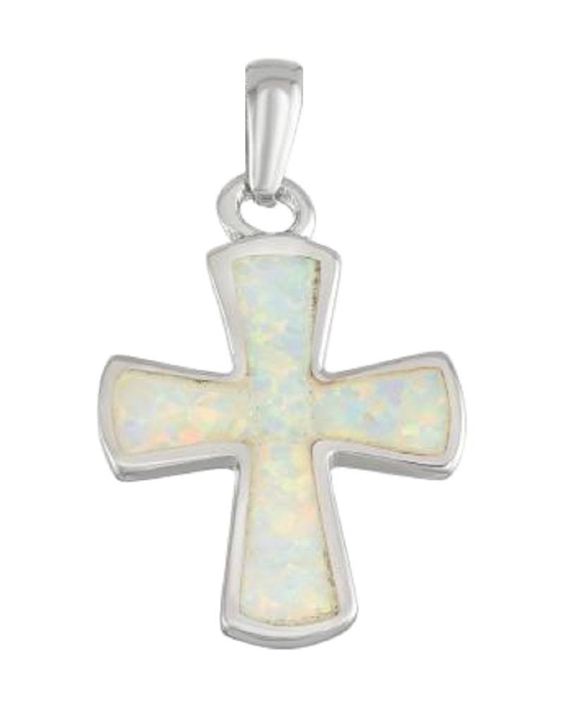 Cross White Opal Pendant 20mm