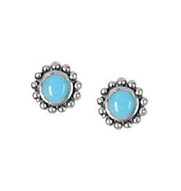 Round Turquoise Stud Earrings 6mm