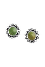 Sterling Silver Round Green Turquoise Stud Earrings 6mm