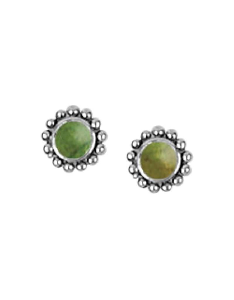 Sterling Silver Round Green Turquoise Stud Earrings 6mm