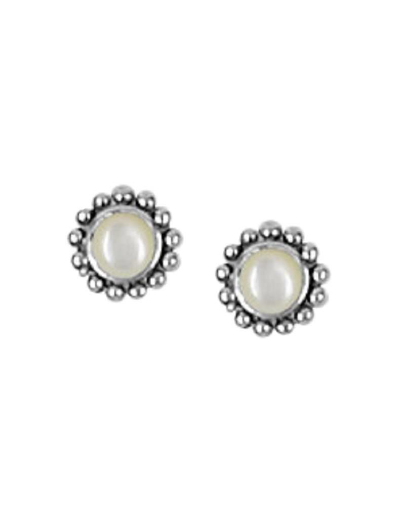 Sterling Silver Round Mother of Pearl Post Earrings 6mm