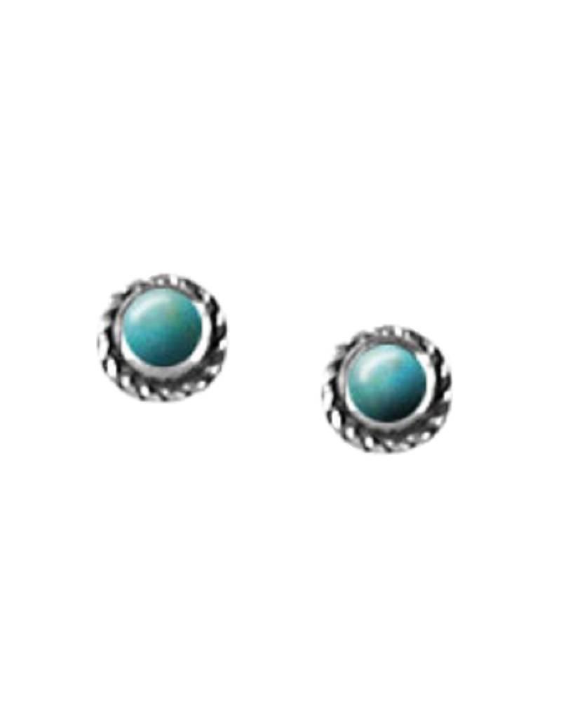 Sterling Silver Round Turquoise Stud Earrings 5mm