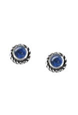 Sterling Silver Round Synthetic Lapis Stud Earrings 5mm