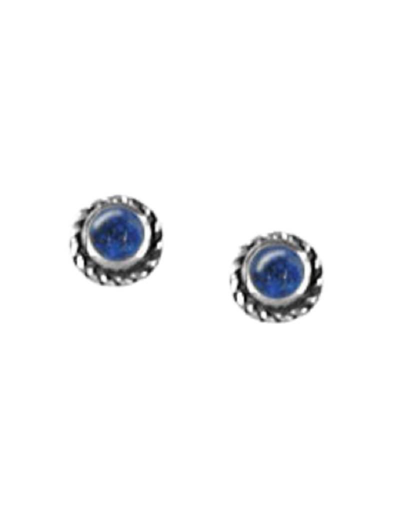 Sterling Silver Round Synthetic Lapis Stud Earrings 5mm