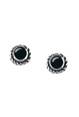 Sterling Silver Round Onyx Stud Earrings 5mm