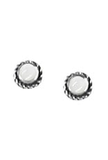 Sterling Silver Round Mother of Pearl Stud Earrings 5mm