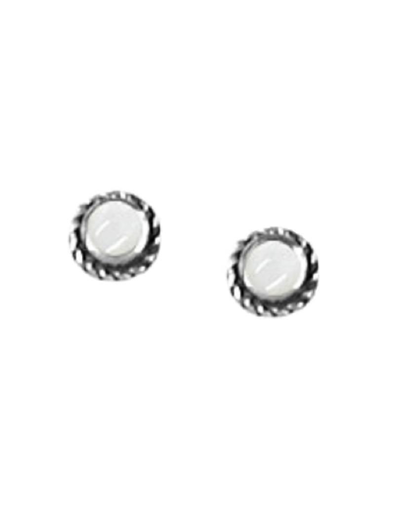 Sterling Silver Round Mother of Pearl Stud Earrings 5mm