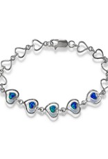 Strling Silver Heart Synthetic Opal Bracelet 7.25"