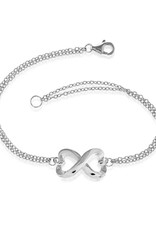 Sterling Silver Double Strand Heart Infinity Bracelet 7"