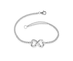 Sterling Silver Double Strand Heart Infinity Bracelet 7 Simply Double Strand Heart Infinity Bracelet 7